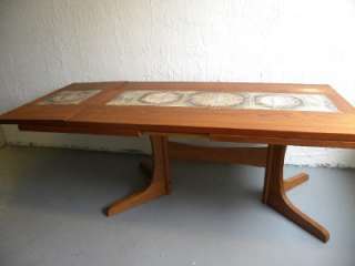 70s H.M. SOFABORDE DANISH TEAK DINING TABLE WITH TILE DECORATIONS 