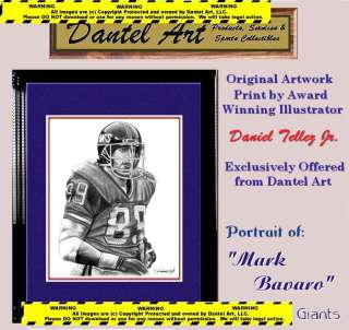 MARK BAVARO LITHOGRAPH POSTER PRINT IN NY GIANTS JERSEY  