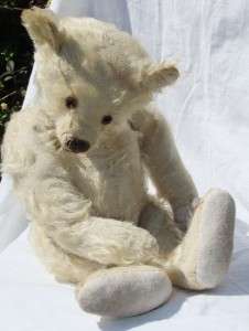 So Beautiful! Antique White Mohair 21 Steiff Teddy Bear With Button 