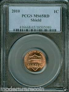 2010 LINCOLN CENT UNION SHIELD PENNY PCGS MS65 BUSINESS  