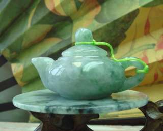 100% Natural Green A Jade Jadeite Chinese Teapot&Teacup Figurnie