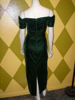 Vintage Rampage Dark Green Velvet Cocktail Dress, 5  
