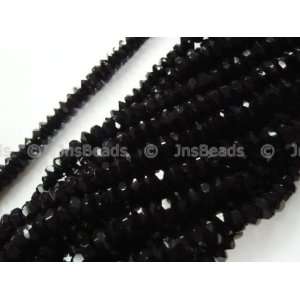  6x3mm Faceted Abacus Beads 13, Black Obsidian Arts 