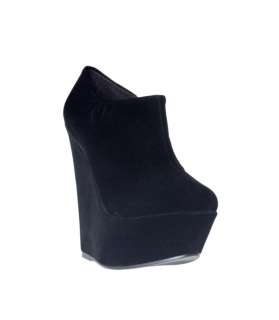Womens New Black Suede High Heeled Ankle Boots Platforms Wedges Size 3 