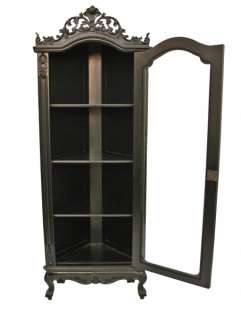   Furniture Glass Display Corner Cabinet Armoire Black painted  