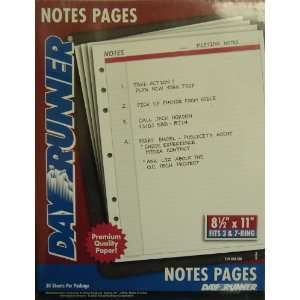  018 200 Day Runner Notes Pages. Page Size 8 1/2 x 11 