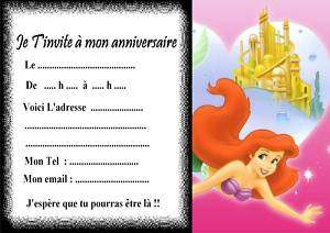   5 cartes invitations anniversaire Princesse Disney 03
