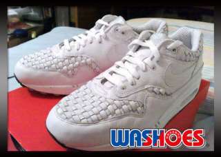 Nike Air Max 1 Premium SP Pure White Metallic Silver Woven US 10 11.5 