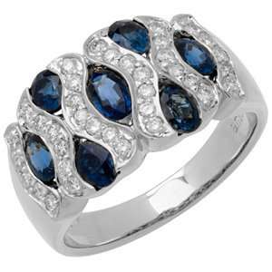  2.50 Carat 18kt White Gold Sapphire and Diamond Ring 