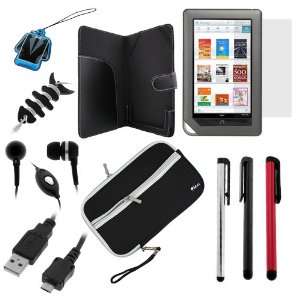  10 Items Accessory Bundle Includes Black Folio Wallet Leather Cover 