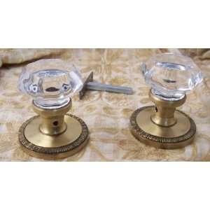 French Door Antique type Old Town Passage Knob Set 24% Lead Crystal 