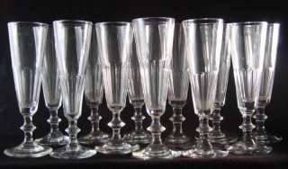 antique 19th C. Flute Champagne Glass, ca.1850, 12 av  