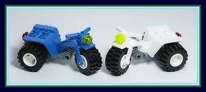   Minifig Tricycles Lot / Blue White Minifigure ATV 3 Wheeler Motorcycle