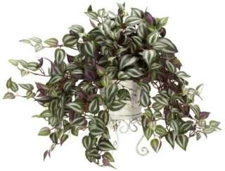 NEARLY NATURAL 18 Wandering Jew Silk Plant w/ Metal Stand Planter 