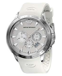 Emporio Armani Watch, Mens Chronograph White Rubber Strap AR5850 