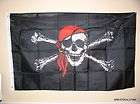 RED CAP SKULL CROSS BONES PIRATE SHIP LARGE FLAG NEW