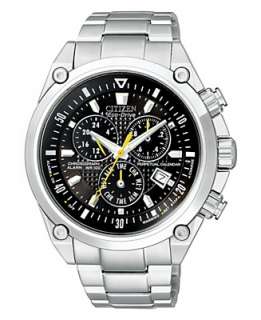 Citizen Watch, Mens Eco Drive Chronograph Stainless Steel Bracelet 