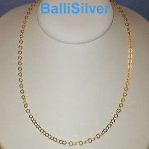   Silver 925 Gold Plated VERMEIL 4mm Flat Chain NECKLACE Belly 40 102cm