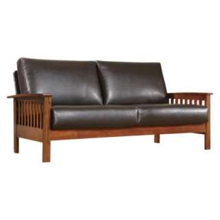 Mission Faux Leather Sofa   Dark Brown.Opens in a new window