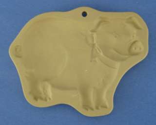 Brown Bag Cookie Art Stoneware Baking Mold Pig Bow CUTE  