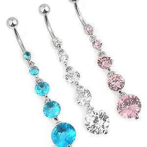 CZ WATERFALL BELLY RING NAVEL DANGLE JEWELRY A120  