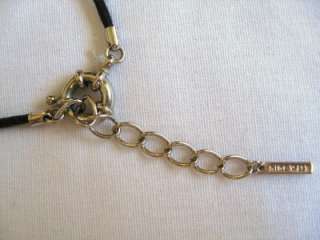 NWT Nine West Double Circle Necklace on Black Cord  
