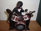 Black Jazz Drummer with Drum Set
