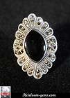 Vintage Sterling Silver Marcasite and Black Onyx Cocktail Ring  