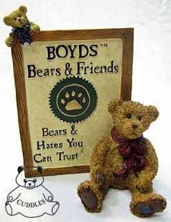 Boyds Bearstone Sign Malcolm with Friend Bear Resin Figurine Teddy 