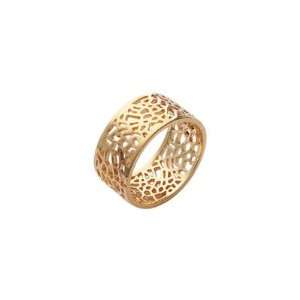  Ladies 18K Gold Plated Hive Filigree Band Ring Jewelry