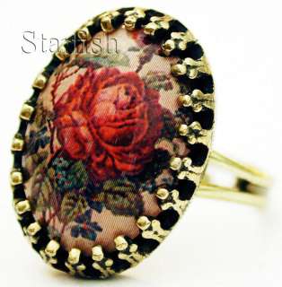Michal Negrin Antique Style Red Rose Cameo Ring  