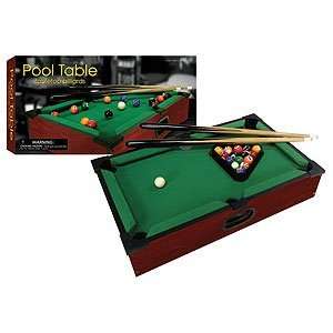   Pool Table W/ Numbered Balls 2 Cue Sticks Chalk Rack And Felt Brush