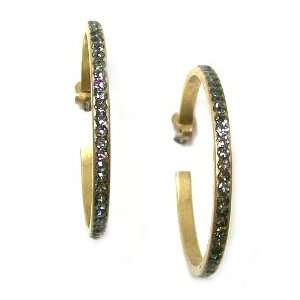   14K Gold Plated Hoops with Black Diamond Swarovski Crystals Jewelry