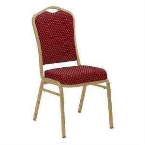  Set of 2 Stacking Chairs   Burgundy Pattern Fabric (Burgundy / Gold 