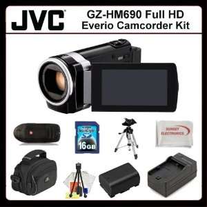 Includes JVC GZHM690 HD Camcorder, Extended Life Replacement Battery 