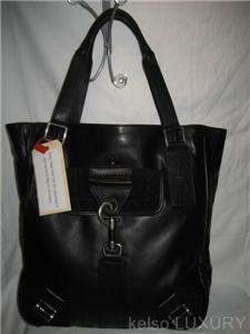  TAG CHRISTIAN DIOR Black Leather Tote Shopping Shoulder Bag Handbag 