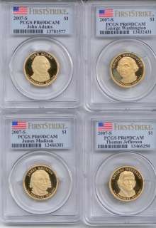   PRESIDENTIAL DOLLAR PROOF 4 COIN SET FIRST STRIKE PCGS PR69DCAM  