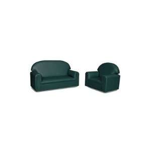  Funky Overstuffed Infant / Toddler Sofa and Chair Set in Teal Green