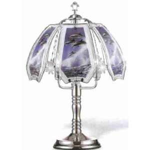   Dolphin Leap Theme Silver Chrome Base Touch Lamp