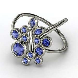  Vine Cluster Ring, Round Sapphire Platinum Ring Jewelry