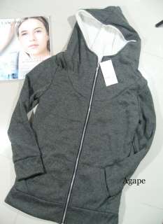 T1191 Funky Hoodie Cotton Hood Jacket Gray Black S  