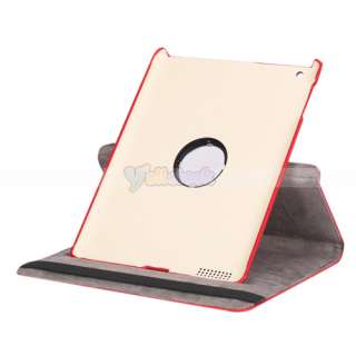   Magnetic Smart Cover Leather Case Rotating Stand for Apple iPad 2 Red