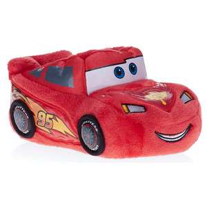 CARS 2 LIGHTNING McQUEEN Disney Toddlers Red Plush Slippers NWT Size 7 