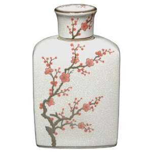  Blossoms on Ivory Ice Crackle Glaze Porcelain Tea Jar