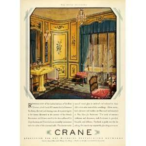  1928 Ad Crane Plumbing Louis XV French Renaissance Design Bathroom 