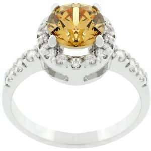    Silvertone Champagne Cubic Zirconia Crown Ring