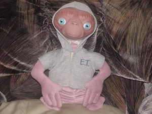 12 E. T. Rubber Face Extra Terrestrial Plush Doll Grey Hood Jacket 
