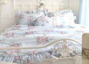 Shabby and elegant Blue Roses Duvet Cover Bedding set  