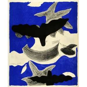  1955 Lithograph Georges Braque Oiseaux Flying Birds French 