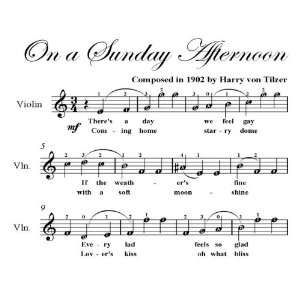   On a Sunday Afternoon Easy Violin Sheet Music Harry von Tilzer Books
